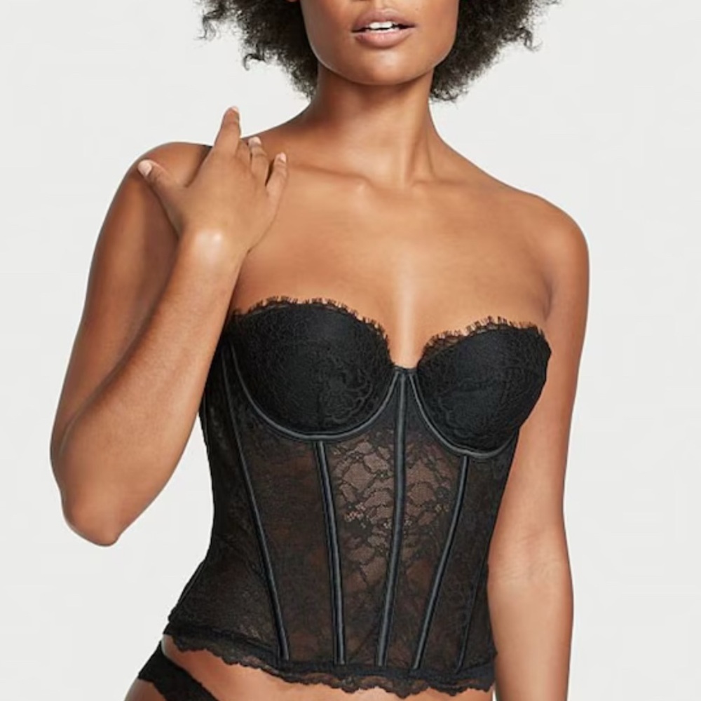 VS | Elegant Black Lace Corset Bra Top